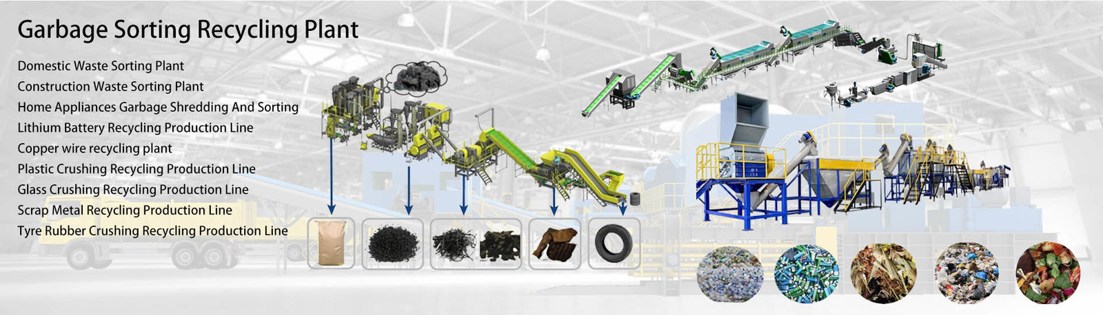 Usine de recyclage pour le tri des déchets