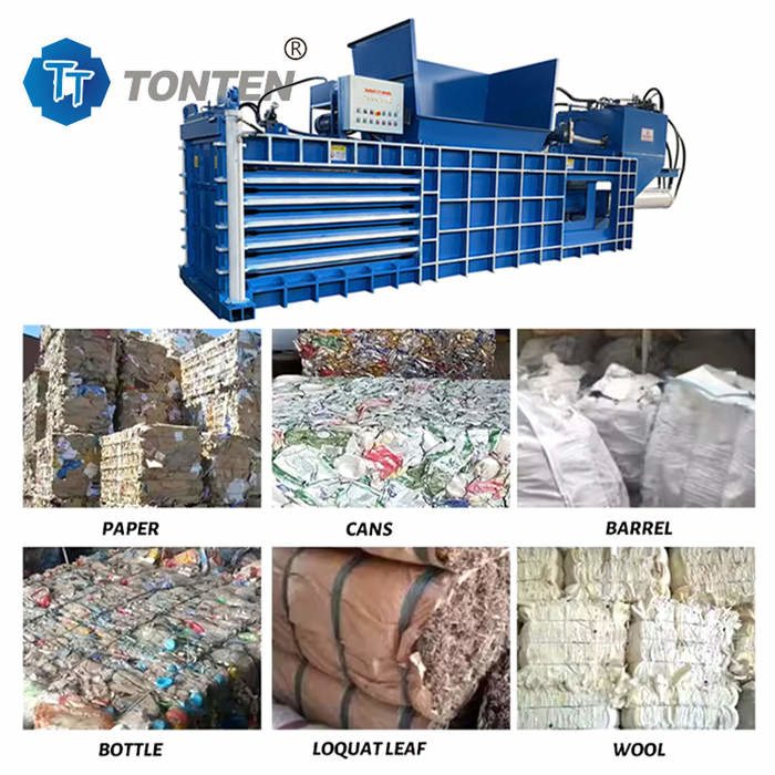 Machine à emballer à l'hydraulique PLC Presses à emballer les déchets de papier pour les déchets de vêtements Peinture Film à seau